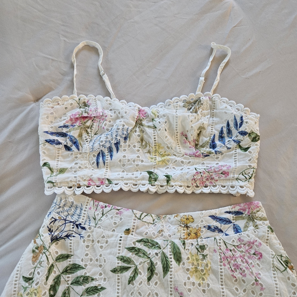 Lulu's Floral White Midi Skirt and Top - Picture 11 of 11